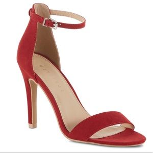 Metaphor Talula Dark Red Ankle Strap Dress Heeled Minimal Sandal Size 5.5